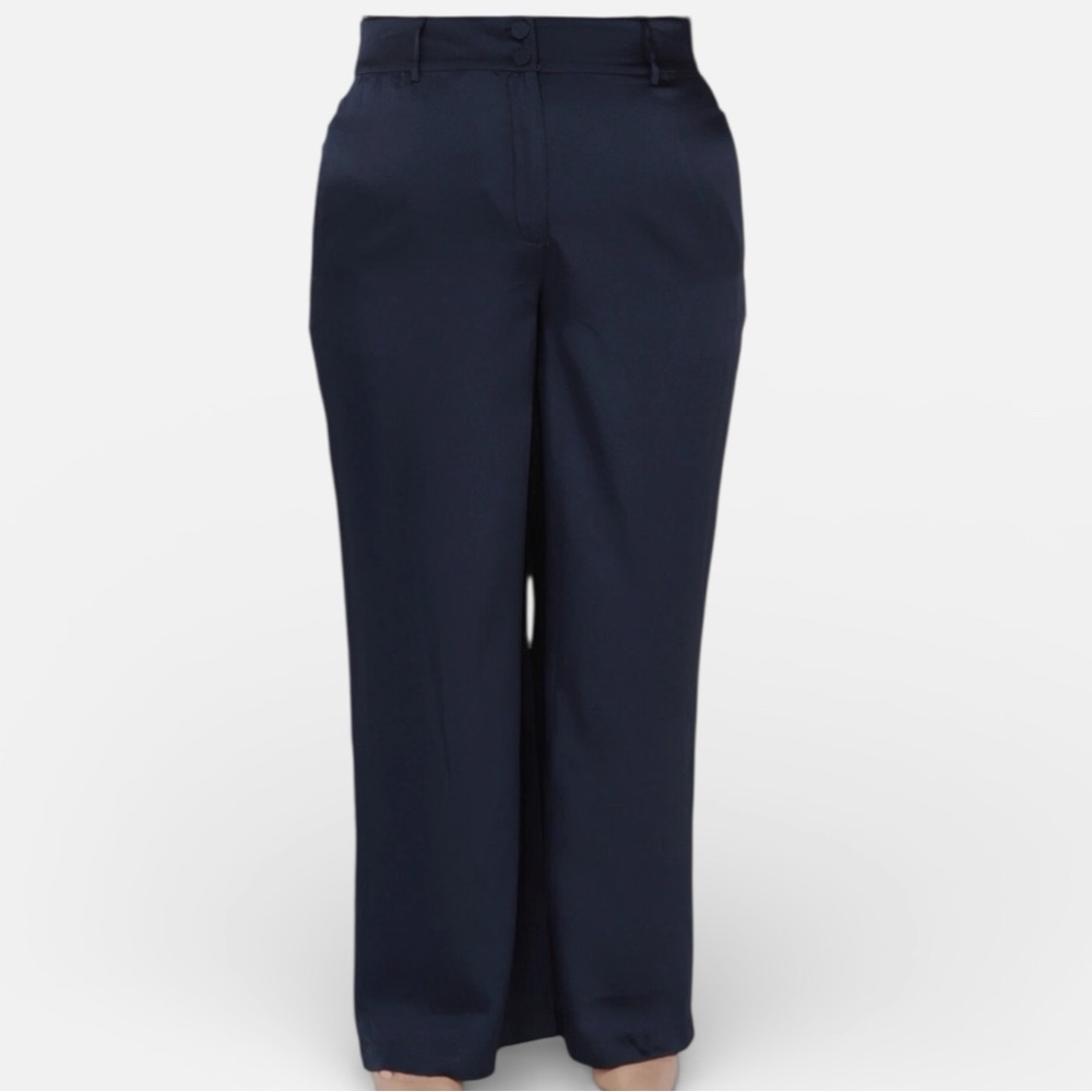 Black Tape Clothing Midnight Blue wide leg elastic back waist satin pants Sz 3X